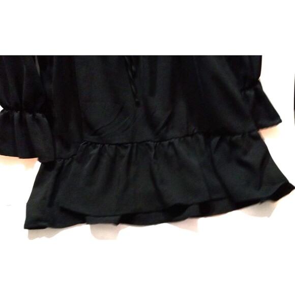 Black Size Lg Shein Dress Long Sleeve Ruffle Bodice Hem Cuffs Elastic Waist - Picture 6 of 10
